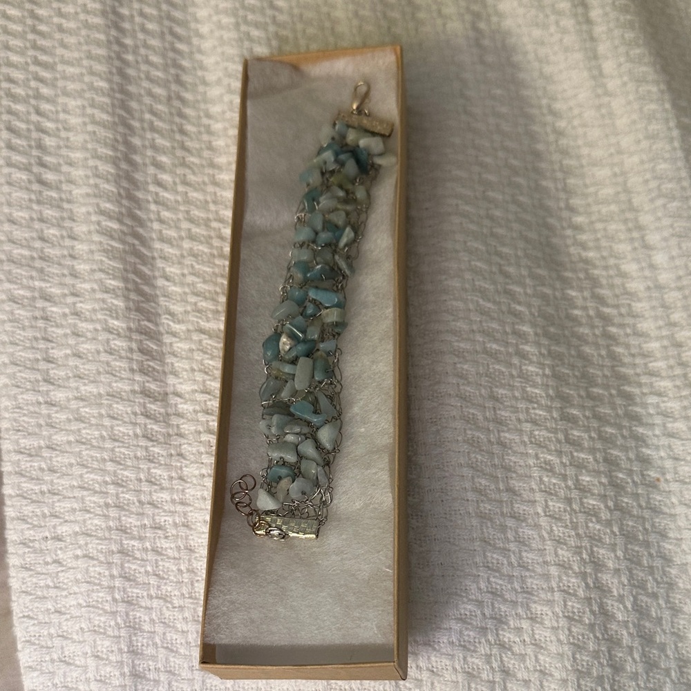 Handcrafted Pale Blue stone Statement Bracelet - Women's Jewelry